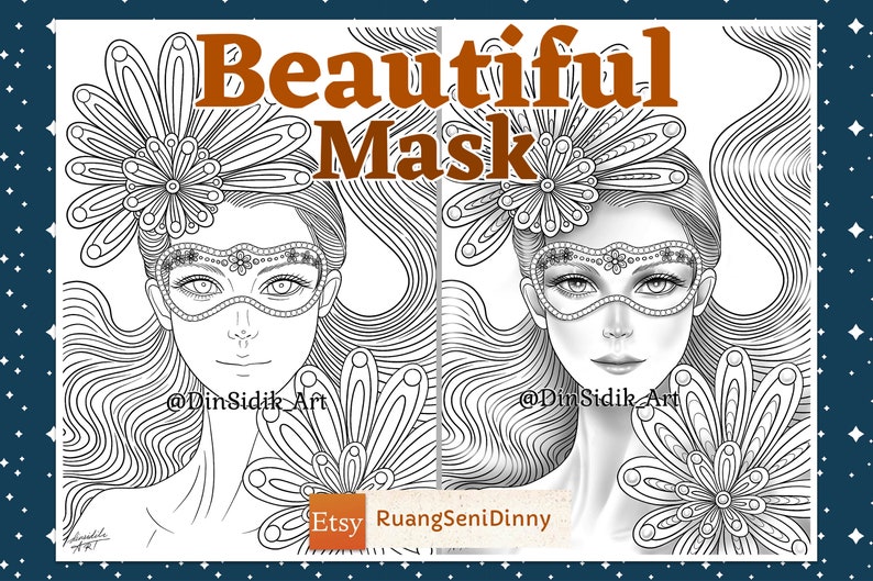 Beautiful Mask coloring page by Dinny Sidik DinSidik image 7