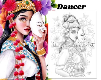 Pagina da colorare di Ballerina maschera Cirebon