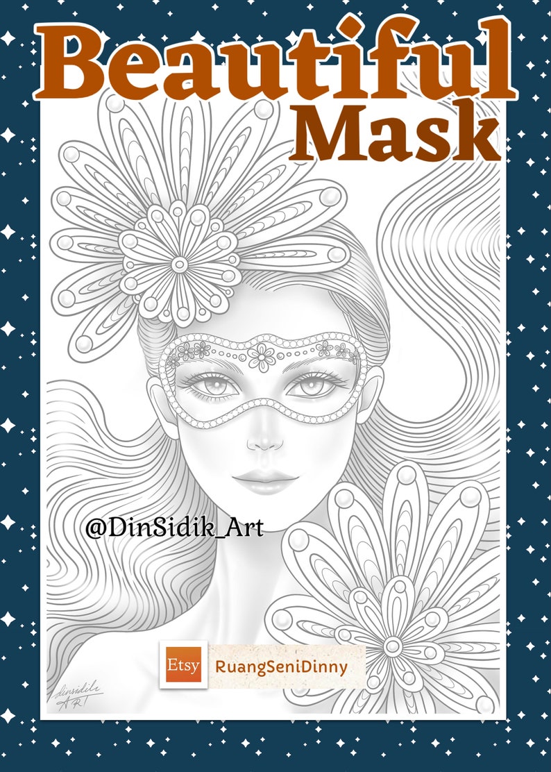 Beautiful Mask coloring page by Dinny Sidik DinSidik image 6