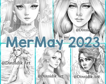 Mermay 2023 bundle pack pagine da colorare di Dinny Sidik (DinSidik)