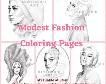 Disegni da colorare di moda modesta di DinSidik