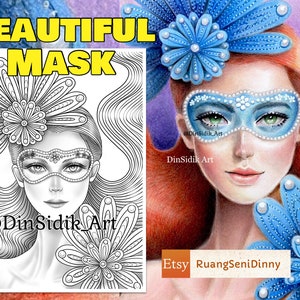 Beautiful Mask coloring page by Dinny Sidik (DinSidik)