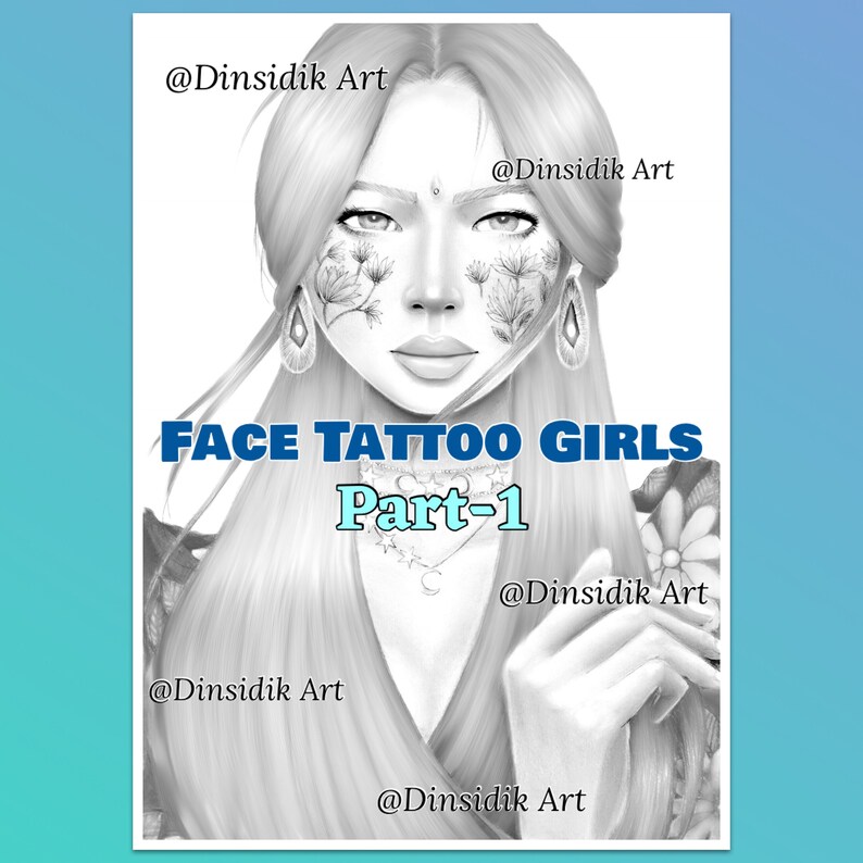 Face Tattoo Girls, part-1 5 printable coloring pages image 3