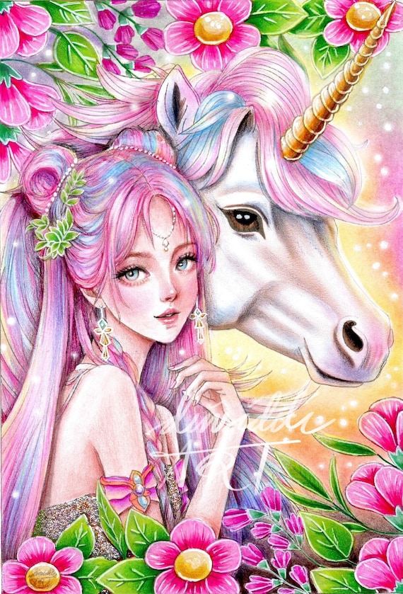 Sera and the Unicorn Coloring Pages - Etsy