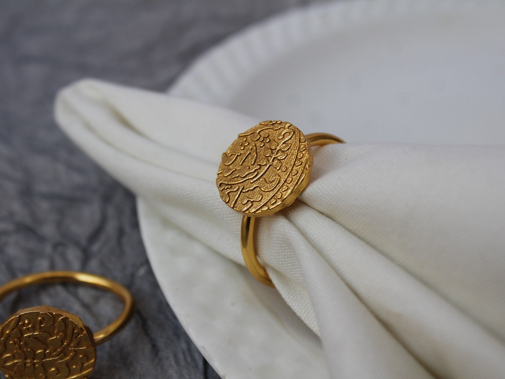 Asharfi Brass Napkin Ring Set of 4 Etsy