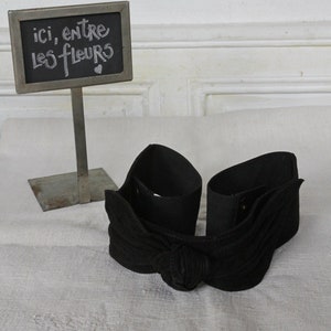 Cintura anni &#39;80 elastica e scamosciata nera - Fiocco - Chiusura a scatto - Vintage anni Ottanta