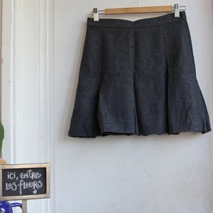Skater skirt in gray jacquard fabric - Size 36-38 - Vintage 90s - Takine - Made in France