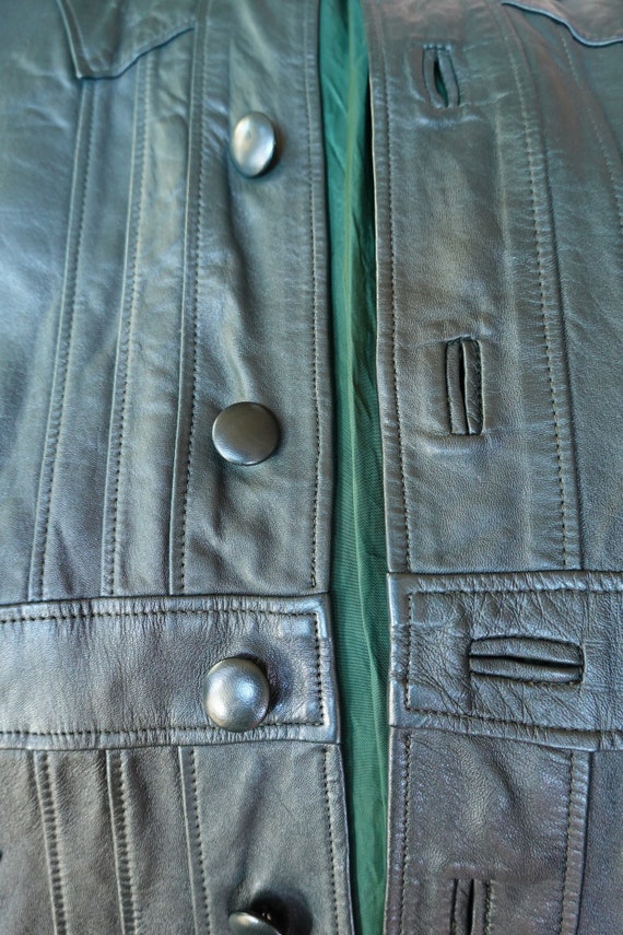 Dark green leather jacket in superb condition - S… - image 6