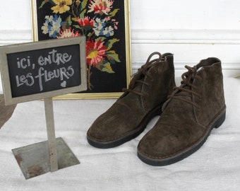 Desert Boots Brown Chocolate Clarks Style Lace - Size 38 - Unisex - Vintage made in Spain