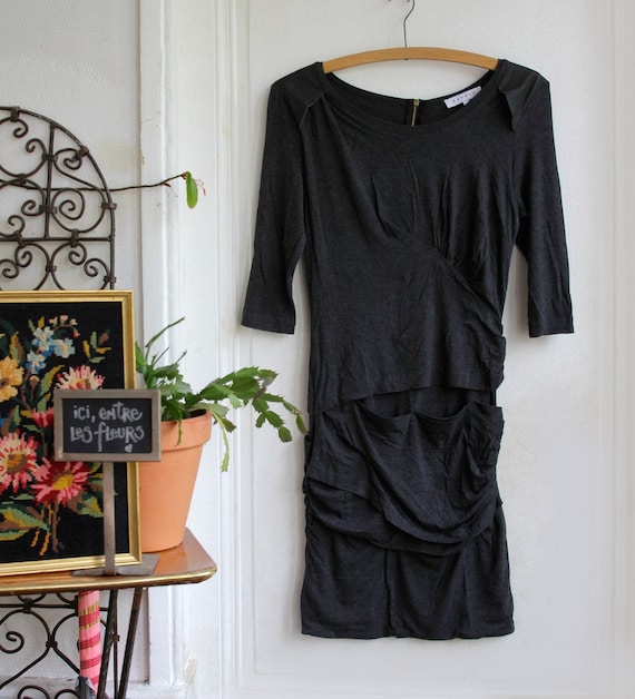 Sandro Dress in Jersey and Leather, Very Original, Anthracite Grey - Size 1  - - Etsy