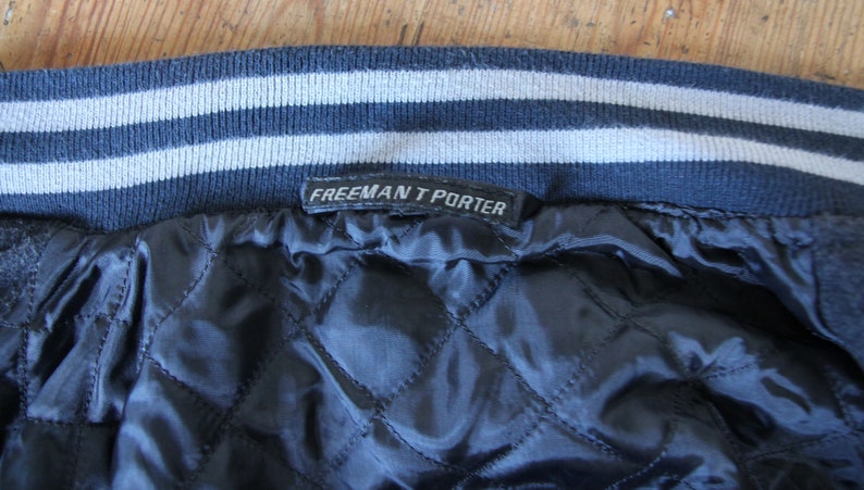 Vintage 90s Porter Size L Men/'s Jacket Teddy Gray Black Navy Freeman T Sport chic
