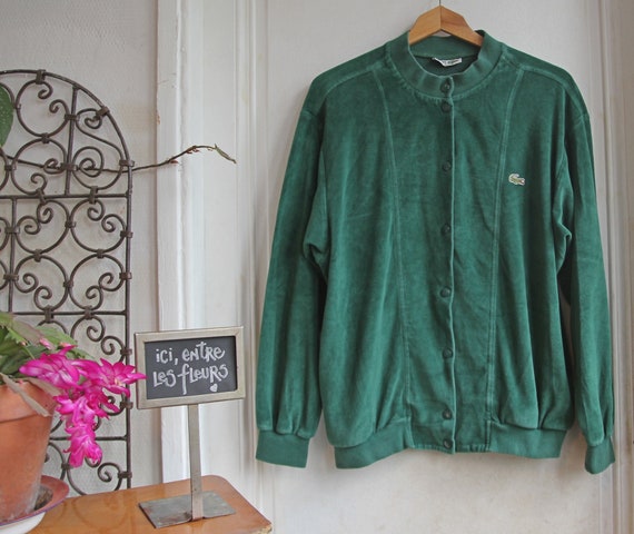 Rare Vintage 80s Lacoste Men's Green Velvet Jacket