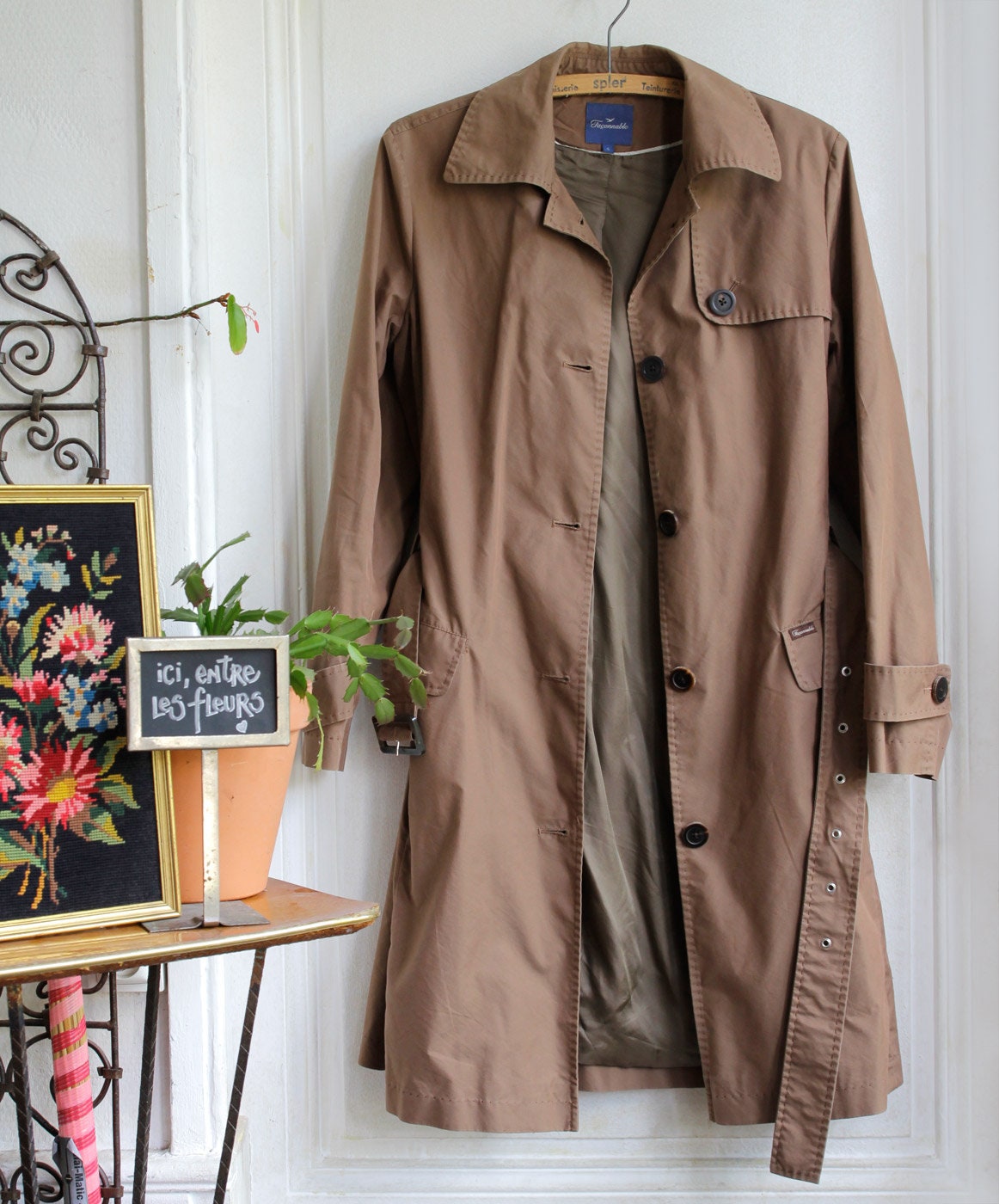 Brown Façonnable Trench Vintage 90s Size 36 S - Etsy