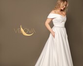 Minimalist Plus Size Wedding Dress Off Shoulder