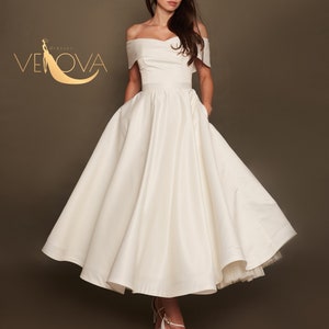 simple tea length wedding dress