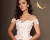 Lace Wedding Dress, Vintage Wedding Dress, Unique Wedding Dress, A line Wedding Dress, Corset Wedding Dress