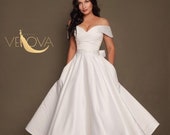 Tea Length Wedding Dress, Short Wedding Dress