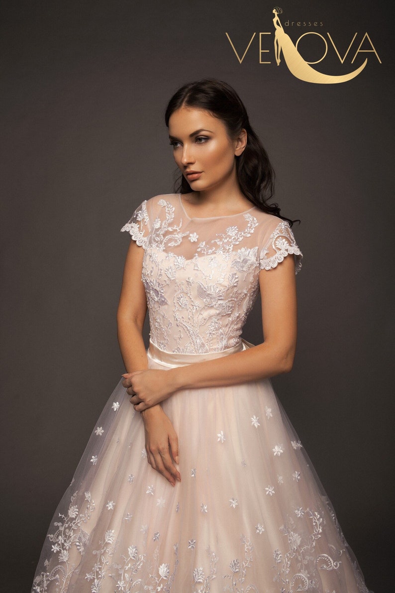 Blush Wedding Dress Sleeves Etsy