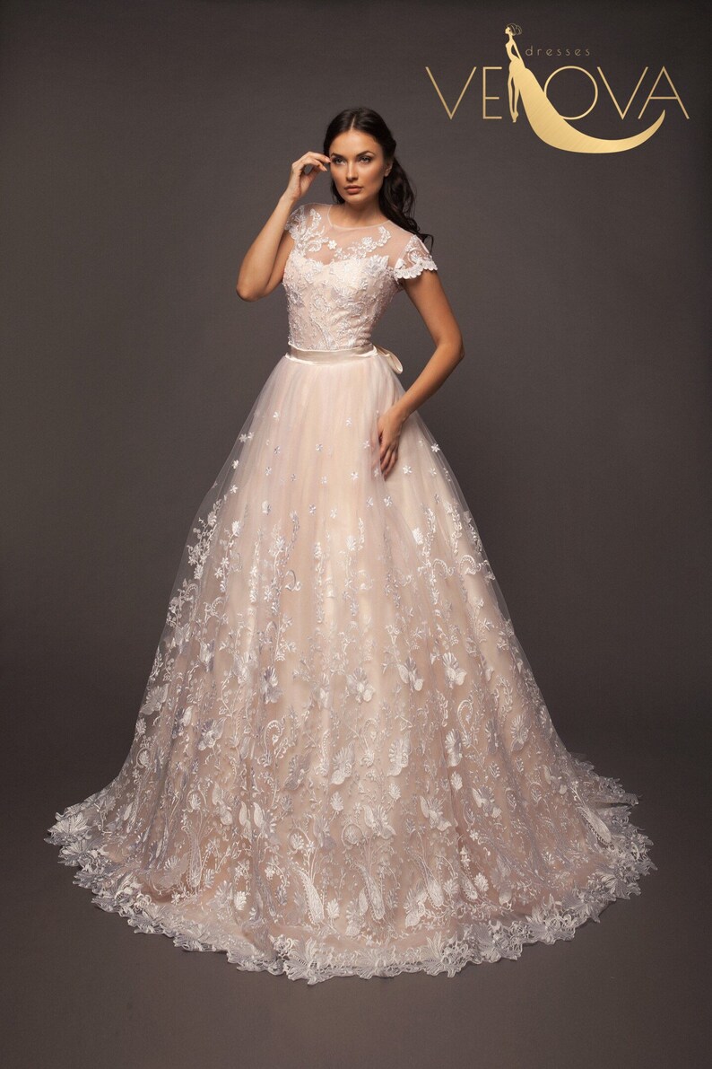 Blush Wedding Dress Sleeves Etsy