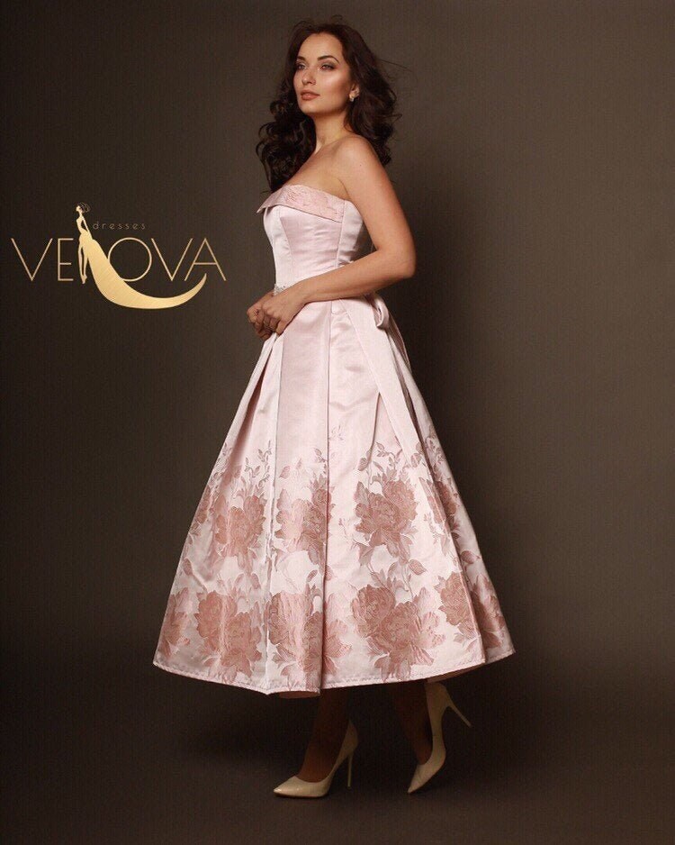 Tea length wedding dress blush Clearance