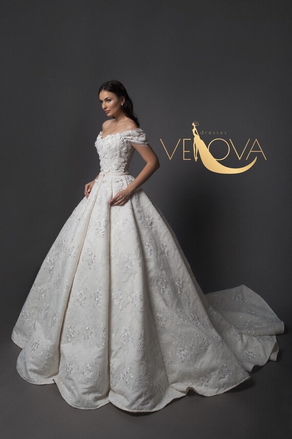 Embroidered Wedding Dress Etsy