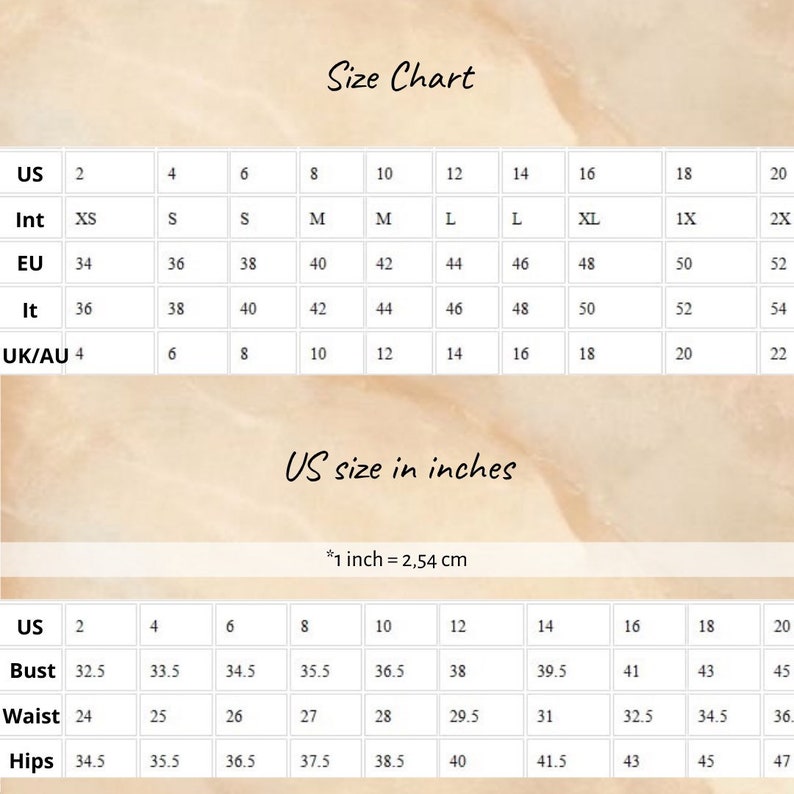 blush prom size chart