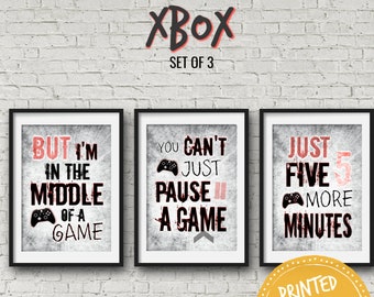 XBOX CONTROLLER POSTERS, Grey Set, Video Game Quotes, Video Game Posters, Video Game wall decor, Game room, Teenage bedroom, gift for gamer