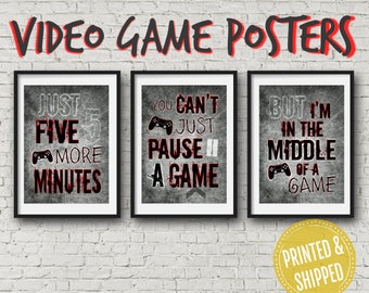 Set of 3 PLAYSTATION POSTERS, Video Game Quotes, Video Game Posters, Video Game decor, Wall Art, Game room, Teenage bedroom, gift for gamer