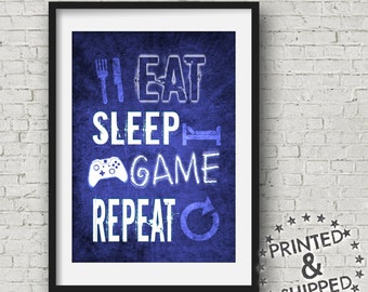 Xbox Eat Sleep Game Repeat Video Game Poster, gaming poster for boys bedroom decor,  Xbox controller print for game room wall art, teen room