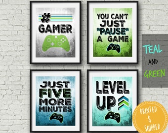 XBOX POSTERS Video Game, Green and Teal, Gamer Posters for boys bedroom, Video Game Wall Art, Game room decor, Teenage bedroom, gamer gift