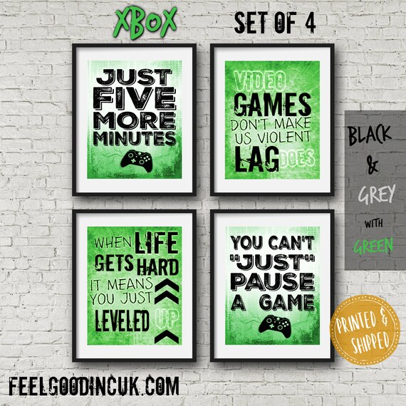teen bedroom XBOX Controller Print xbox printable xbox decor xbox poster Just Five More Minutes xbox room decor- video game art