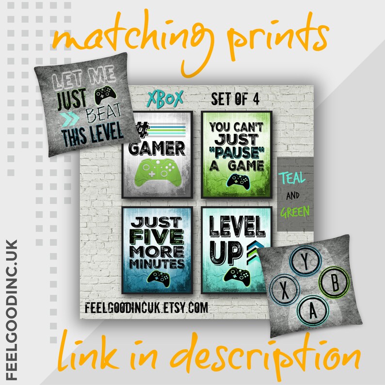 Teal XBOX Throw Cushion for Boys Bedroom Decor Featuring an Etsy