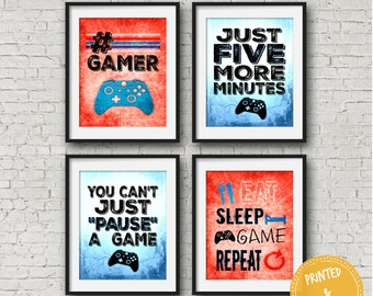 Red and Blue XBOX POSTERS, Video Game Quotes, Video Game Posters, XBox Controller, Video Game Wall Art, Xbox Decor, Game room, Teen bedroom