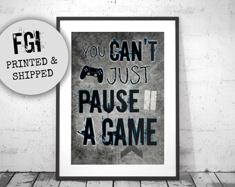 Playstation wall decor, You Can't Just Pause a Game, teen gamer bedroom, Playstation Controller decor, gamer bedroom, video game, teen gift