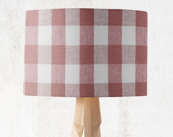 Pink Gingham Linen Lampshade, 100% linen, Lampshades, Lamp shades, Lamp shade floor lamp, Table lamp shade, Ceiling lampshade, handmade