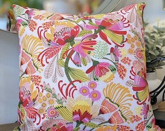 Wild Protea Cushion Cover, Kirsten Katz Cushion, Native floral cushion, Premium Cotton Canvas Fabric. Hand crafted in Australia