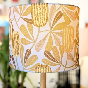 Banksias Mustard Lampshade, Native Flora Design Lampshades, Lamp shades, Lampshades for floor lamp, lampshades table lamp, lamp shade