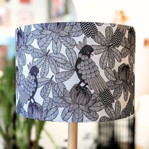 Australian Cockatoo handmade lampshade, light shade - Native Bird and Flowers - Emotive Collection Lamp Shades Made In Australia