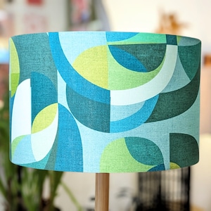 Modern Circles Blue Lampshade, linen blend Lamp shades, Lampshades for floor lamp, Table lamp shade, Ceiling lamp, handmade, Australian made