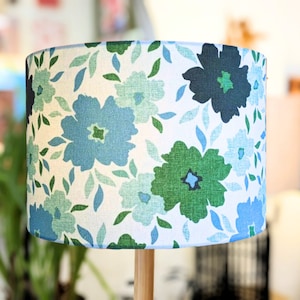 Spring Blue Green Lampshade, floral, Lamp shades Made In Australia, lamp shade, table to floor Lampshade, ceiling lamps, lighting