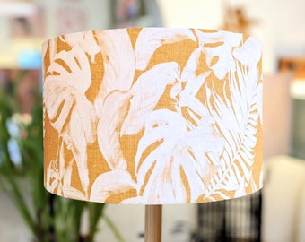 Monstera lampshade, Lamp shades table lamp, Lampshades for floor lamps, lampshade ceiling, Australian, Floral, Yellow mustard colour