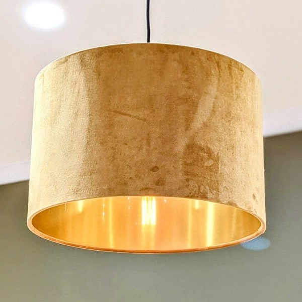 Citrine Velvet ceiling Lampshade, Gold lining Lampshades, Australian made, Lamp shades, Lampshade floor lamp, lampshade table lamp
