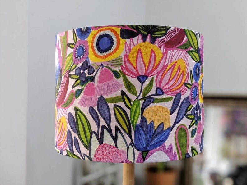 Bright Native lampshade, table lamp shade, bedside table lamp shades, Australian made, Australian flora, lampshades, Ceiling lamp, Handmade image 2