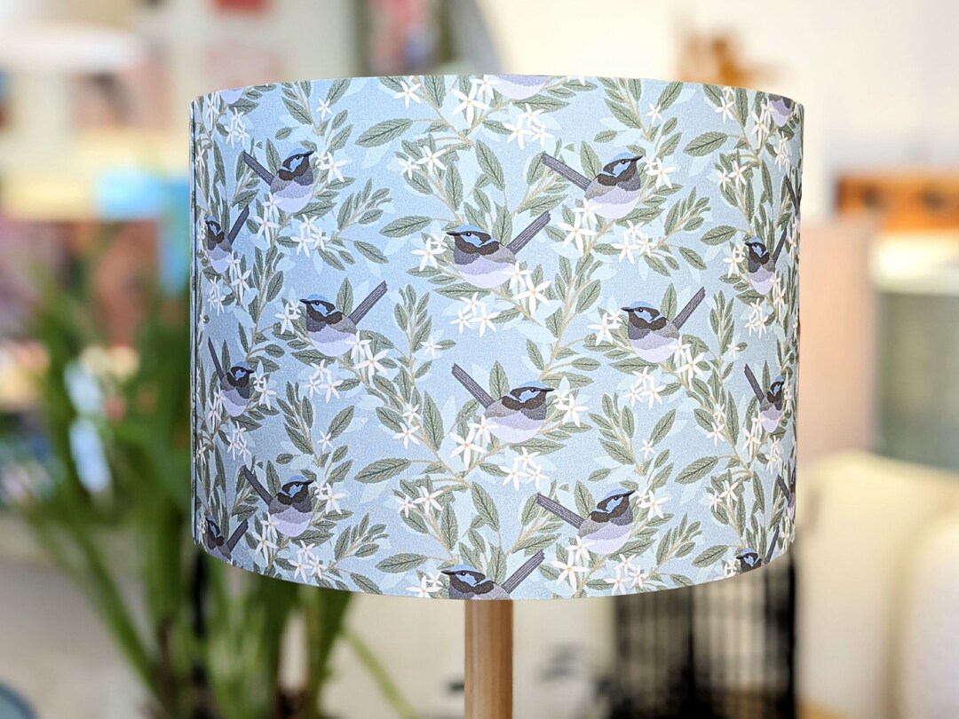 Blue Wrens Lampshade, Light Blue Colours, Australiana, Native, Lamp Shades, Lampshade Floor Lamp