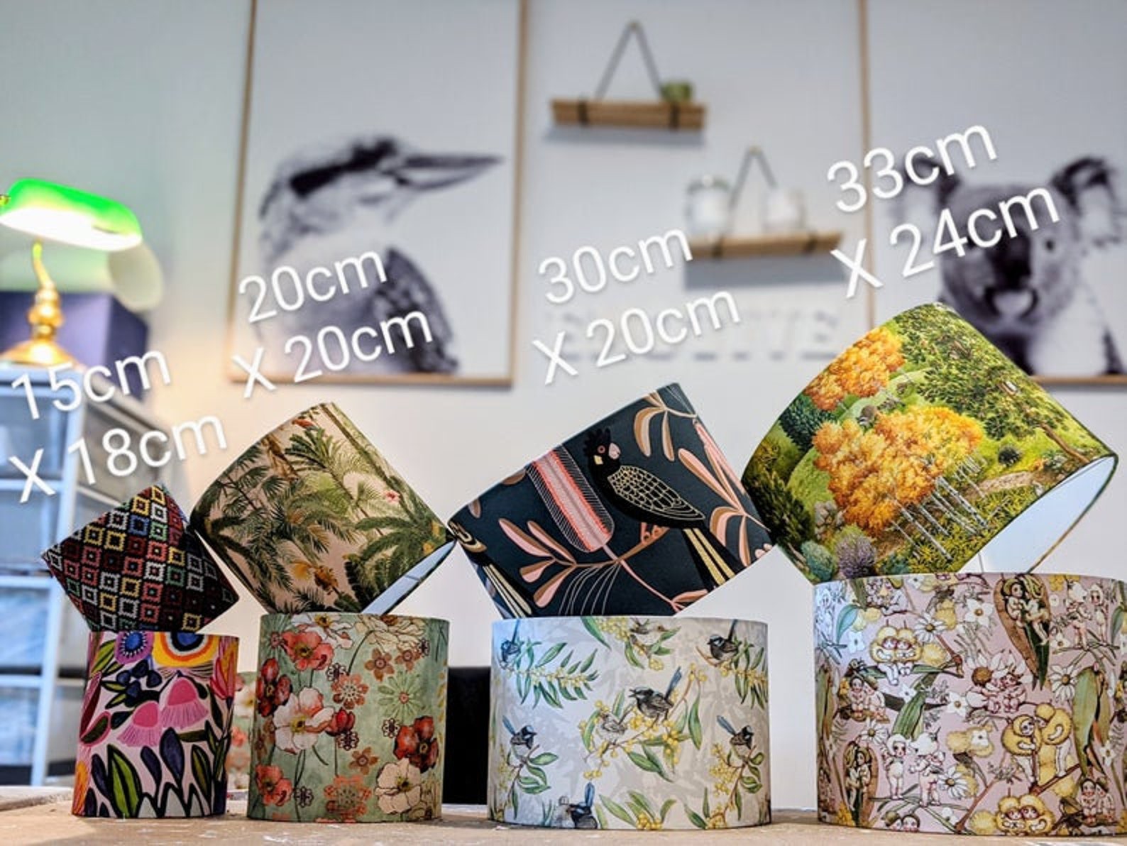 Australiana Lampshades, Acacia, Golden Wattle, Blue Wrens, Lampshade, Table Lamp Shades, Ceiling