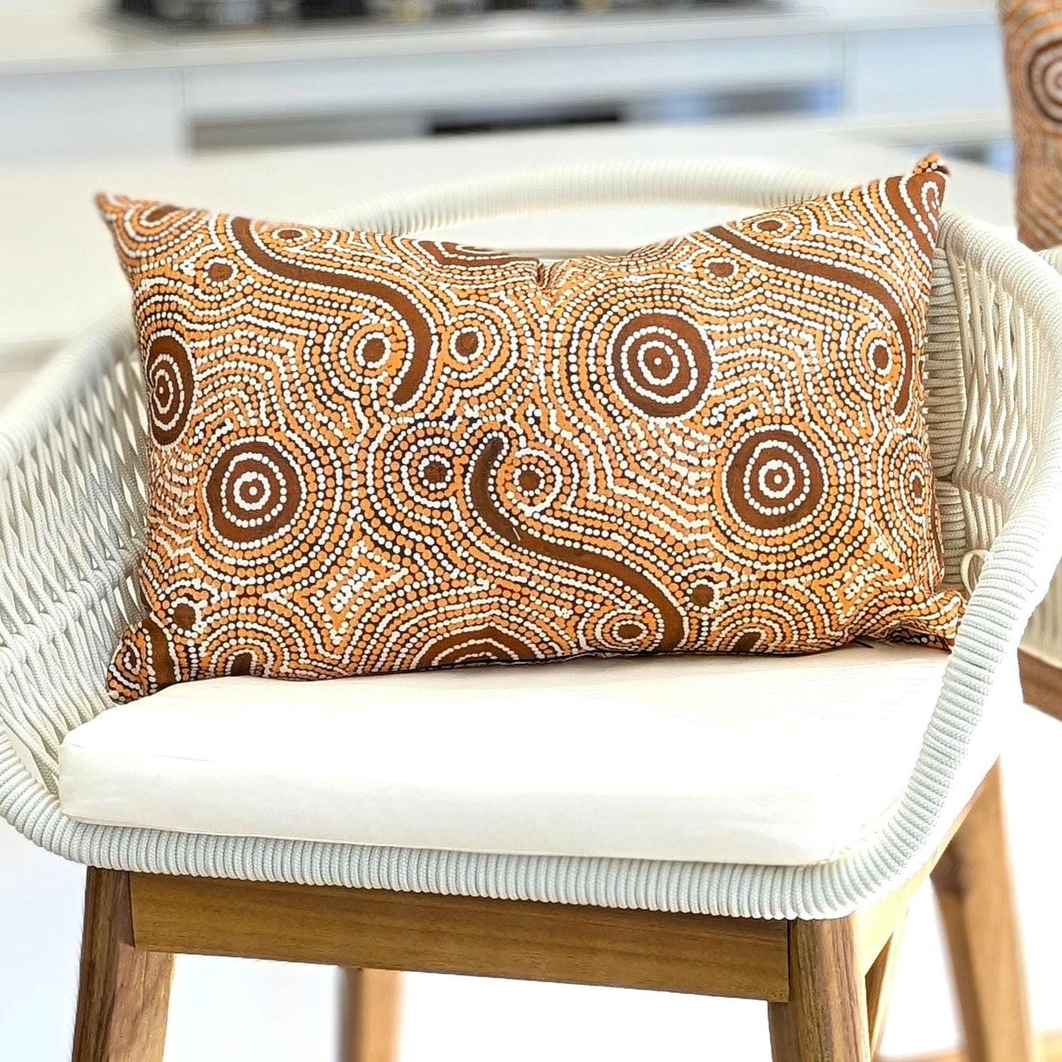 Aboriginal Art Cushion Cover, Goanna Dreaming Cushion, Indigenous Aboriginal cushion, Premium cotton Fabric. Hand crafted in Australia