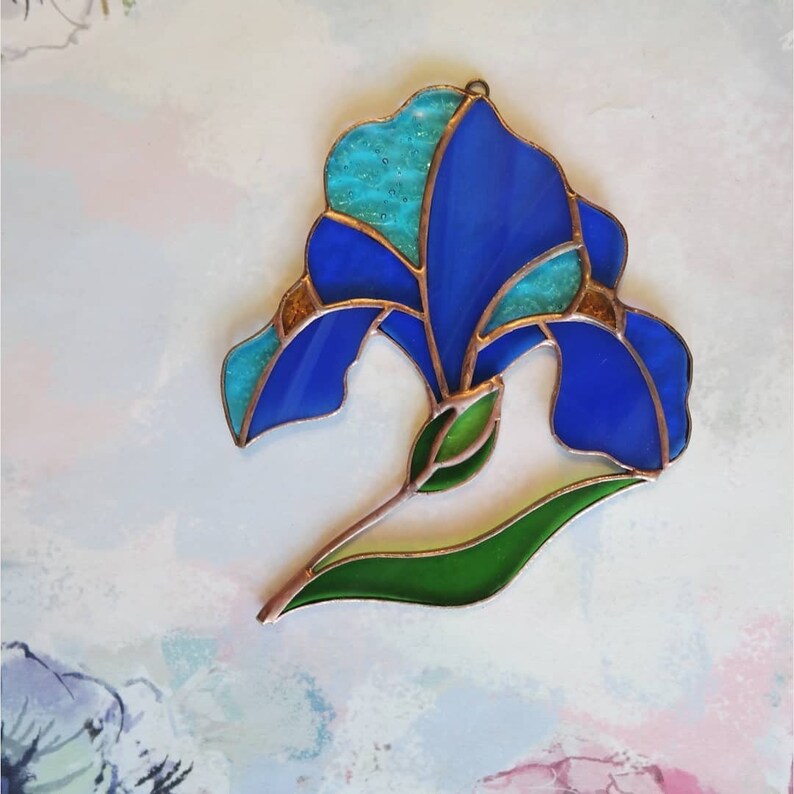 PDF PATTERN Stained glass iris suncatcher pattern Stained Etsy