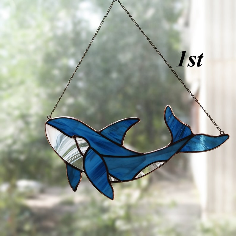 Stained glass orca suncatcher Stained glass killer whale | Etsy