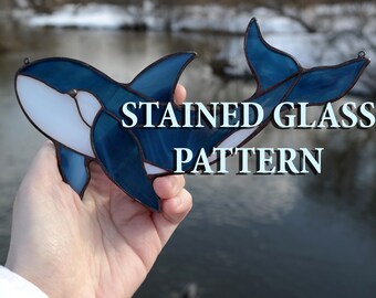 Stained glass orca suncatcher pattern Stained glass whale pattern Glass whale pattern Mosaics whale pattern