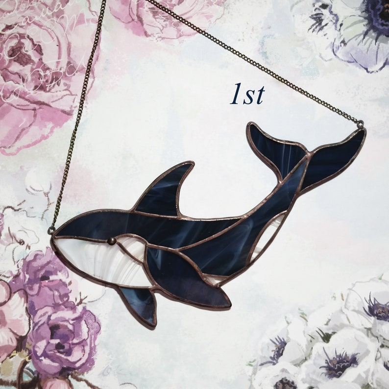 Stained glass orca suncatcher Stained glass killer whale | Etsy